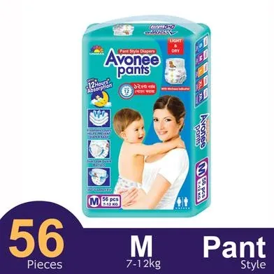 Avonee Pants System Baby Daiper (M Size) (7-12KG) (56PCS) - Rokomari product